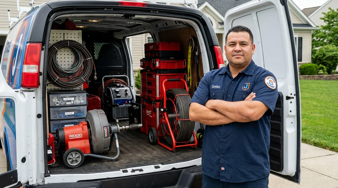 Professional drain cleaning equipment and Johns Plumbing LLC plumber in Puyallup