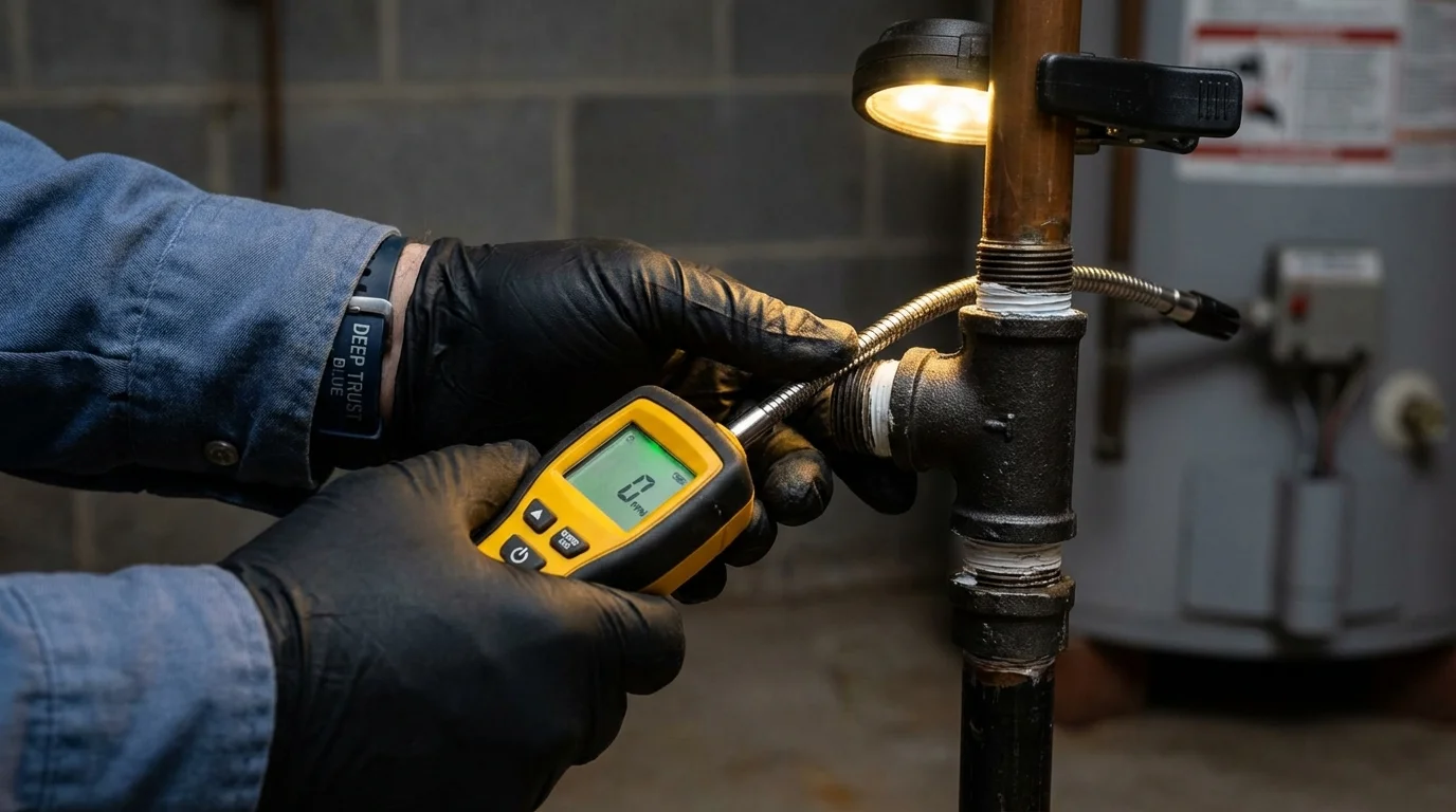 Gas leak detection with electronic sniffer by Johns Plumbing LLC in Puyallup
