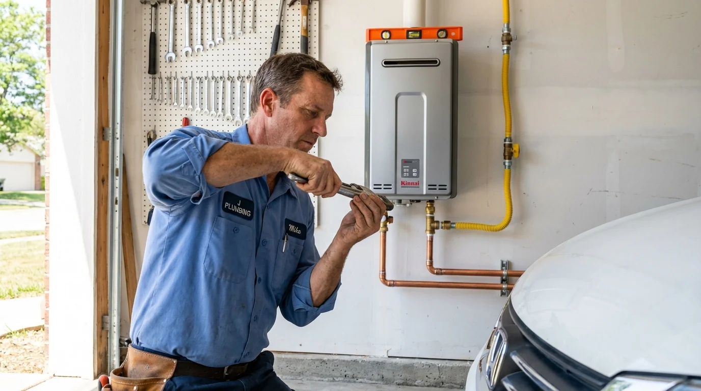 Tankless water heater installation by a Johns Plumbing LLC plumber in Puyallup