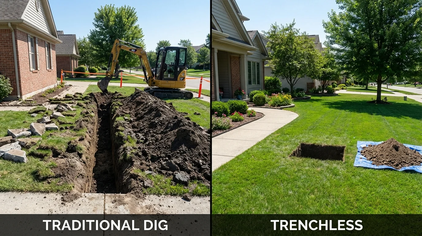 Trenchless sewer repair with minimal yard damage versus traditional excavation in Puyallup, WA